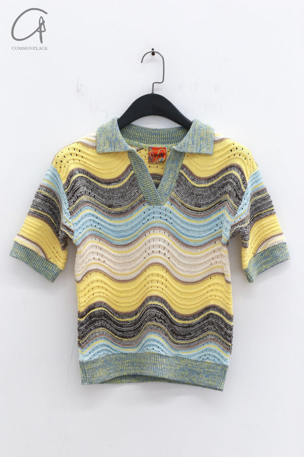 Vitelli 24 spring and summer peacock knitted POLO shirt VTL-VIT012-LH blue and yellow